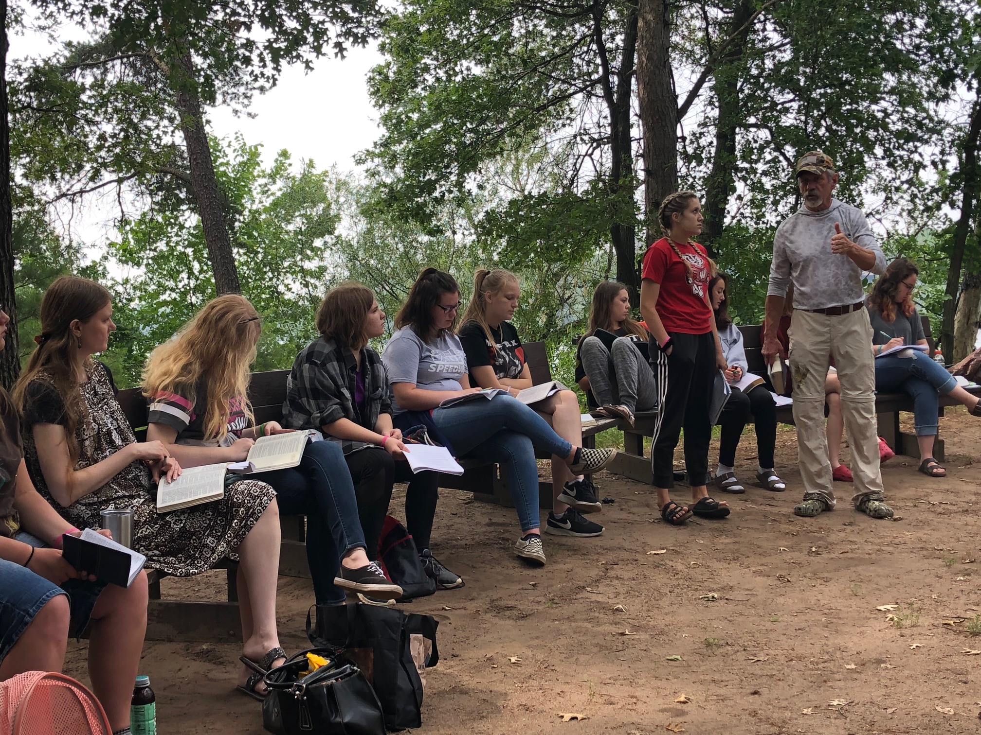 Campers in Bible study at Grace Bible Camp